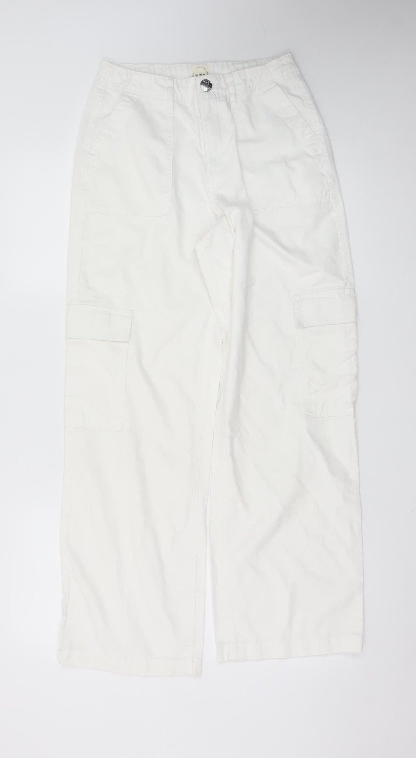 River Island Women’s White Cotton Cargo Trousers Size 6R