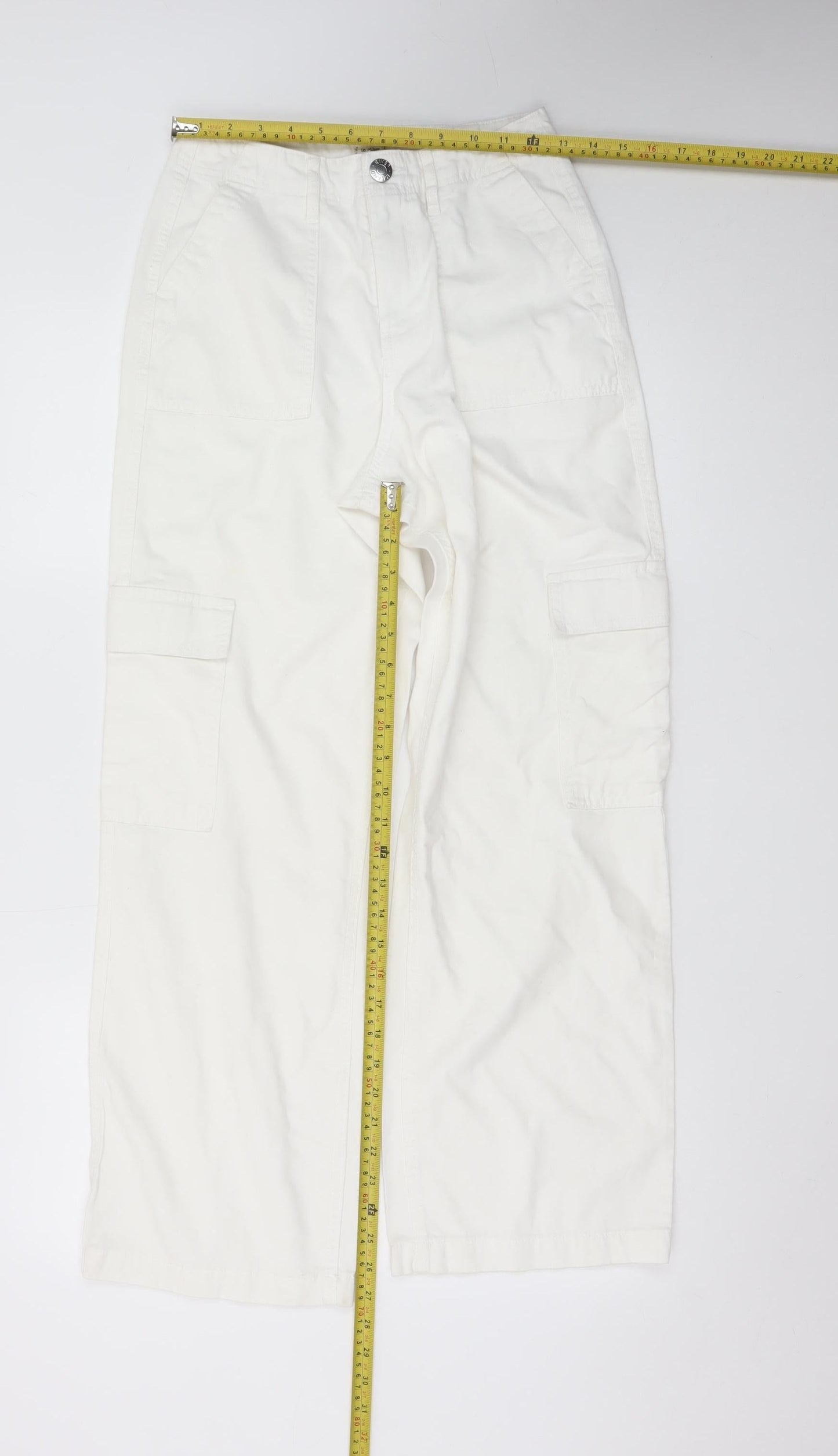 River Island Women’s White Cotton Cargo Trousers Size 6R