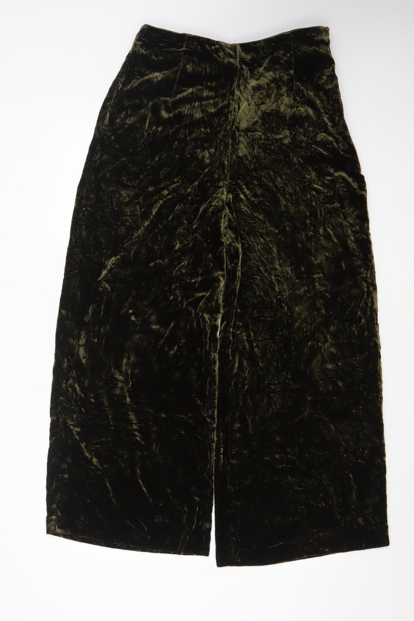 Marks and Spencer Women’s Green Velvet Wide-Leg Trousers Size 10