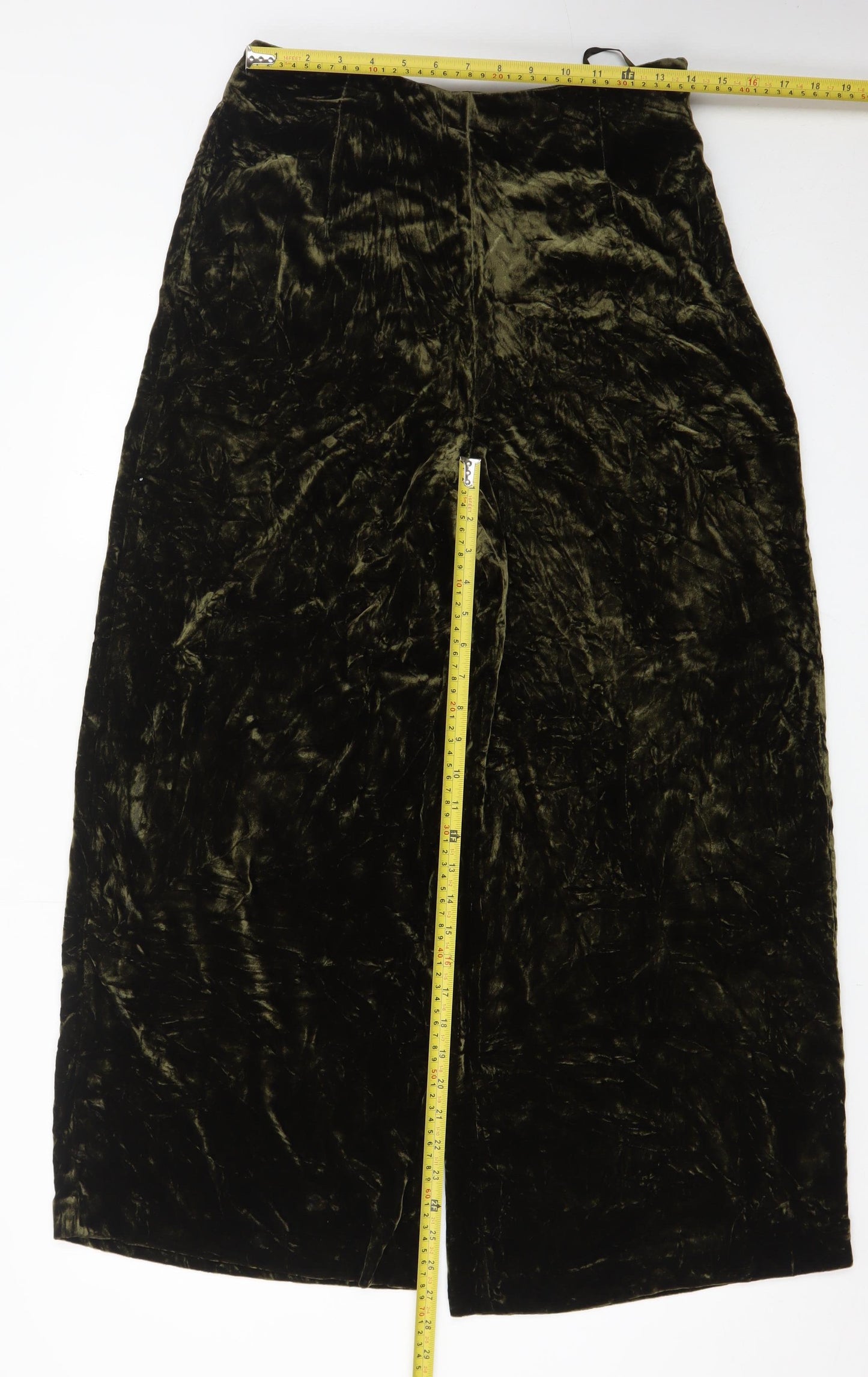 Marks and Spencer Women’s Green Velvet Wide-Leg Trousers Size 10