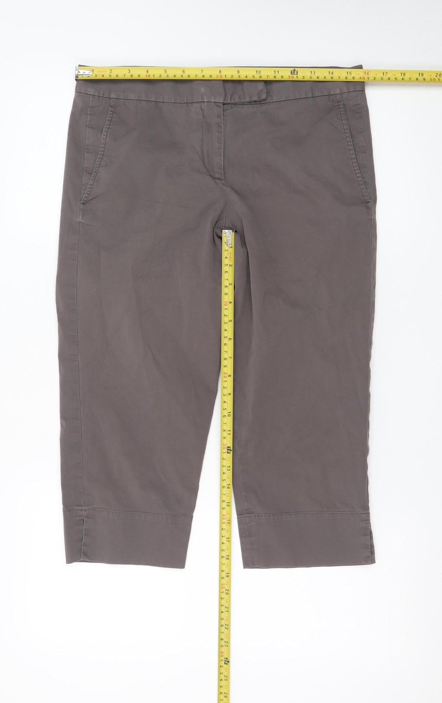Farhi Womens Brown Cotton Capri Trousers Size 12