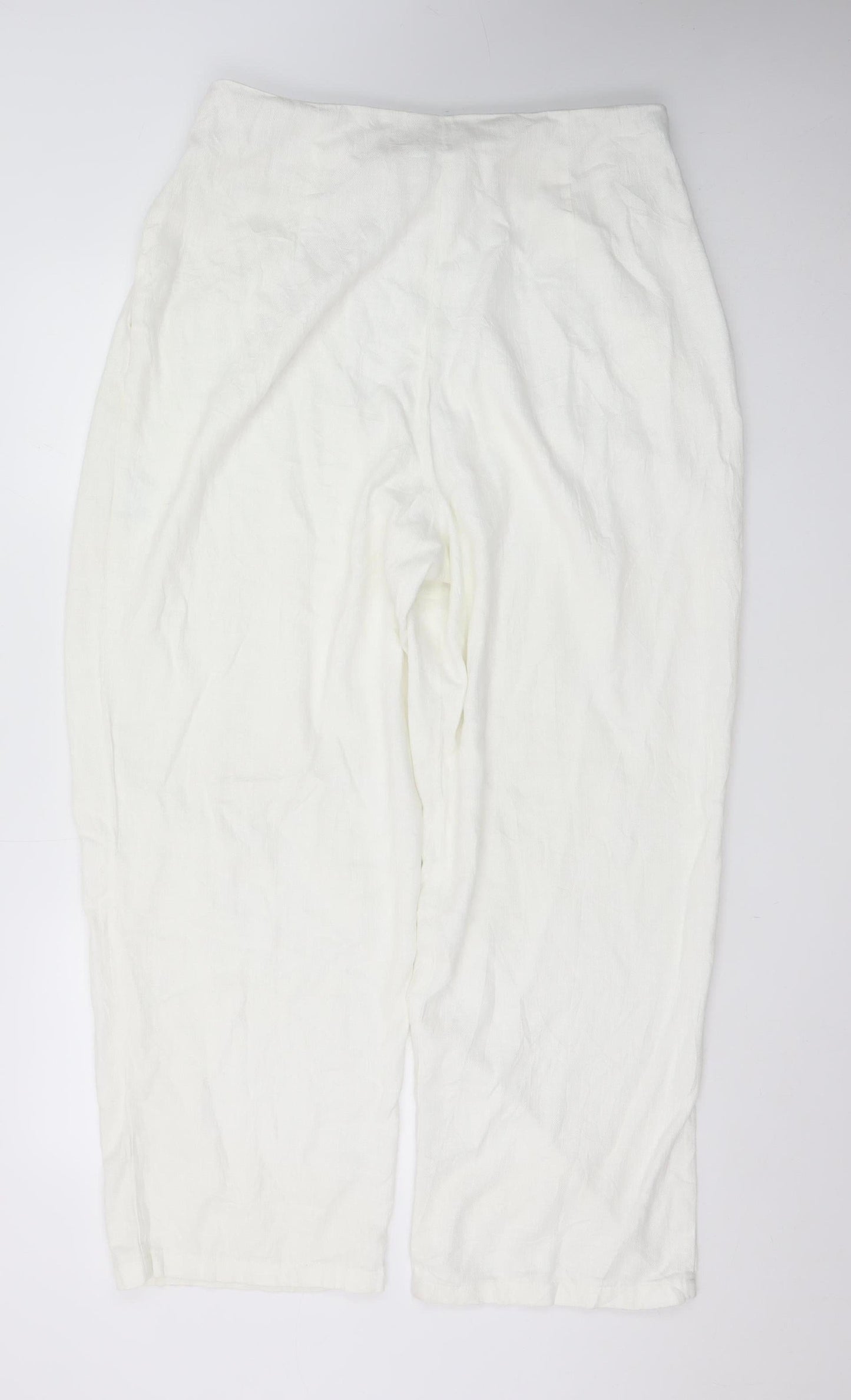 ASOS Design Women White Linen Blend Cropped Trousers Size 16