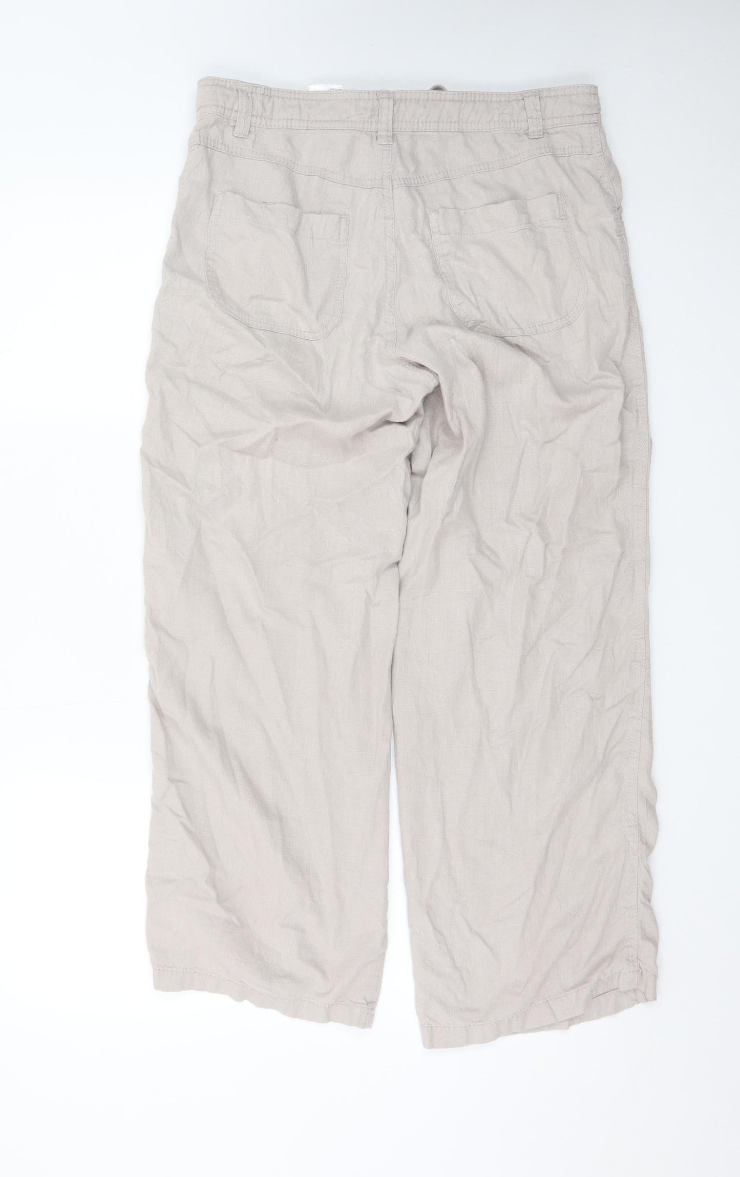 H&M Divided Womens Beige Linen Blend Cargo Trousers Size S