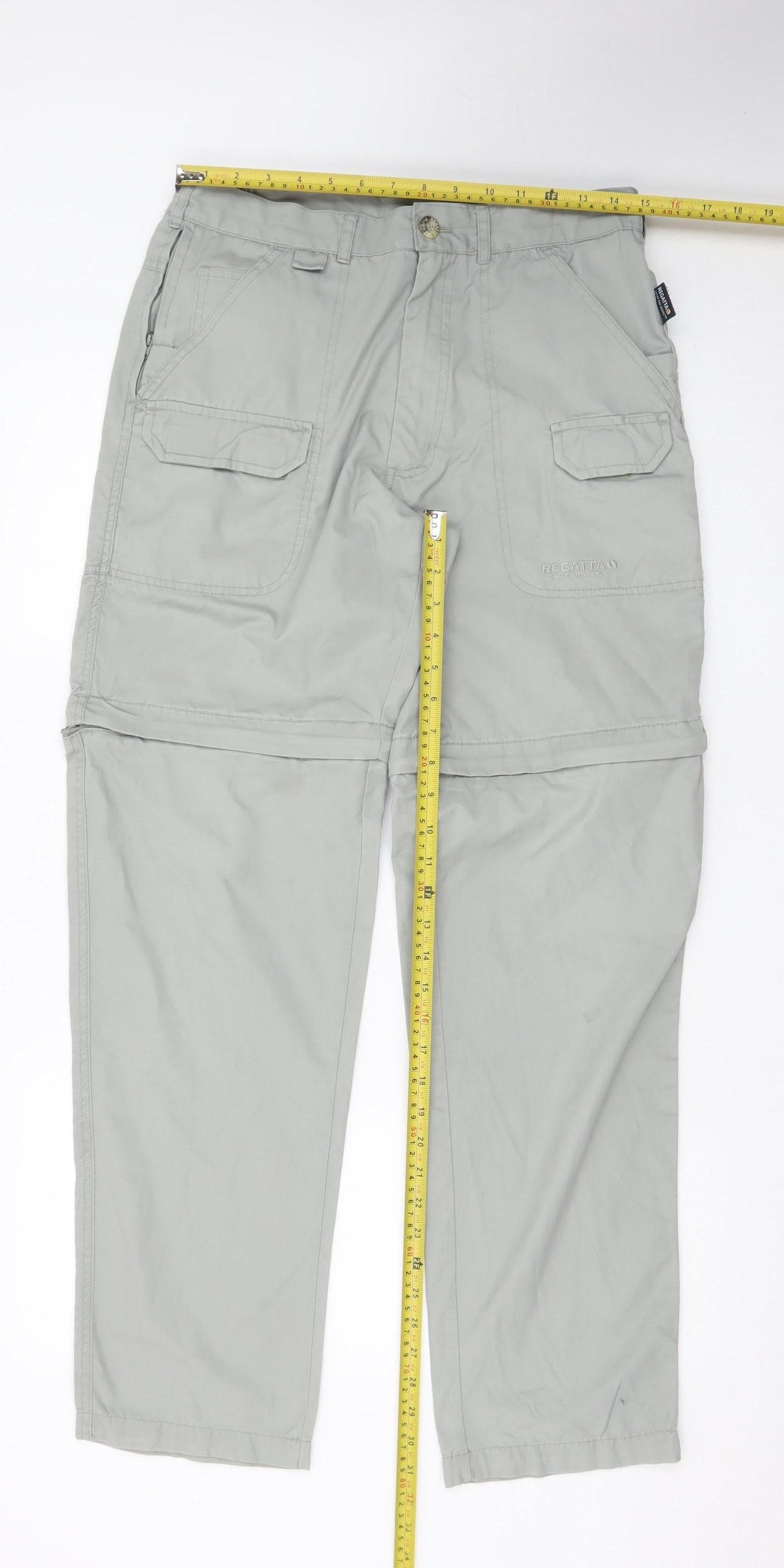 Regatta Men's Grey Convertible Cargo Trousers 32W 33L Lightweight Outdoor
