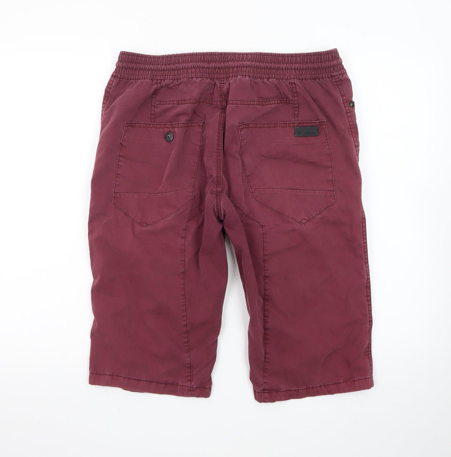 Next Men Red Cargo Shorts Size 32 Elastic Waist Drawstring