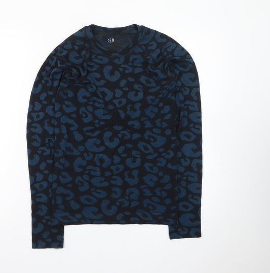 Sweaty Betty Womens Blue Animal Print Long Sleeve Top Size S