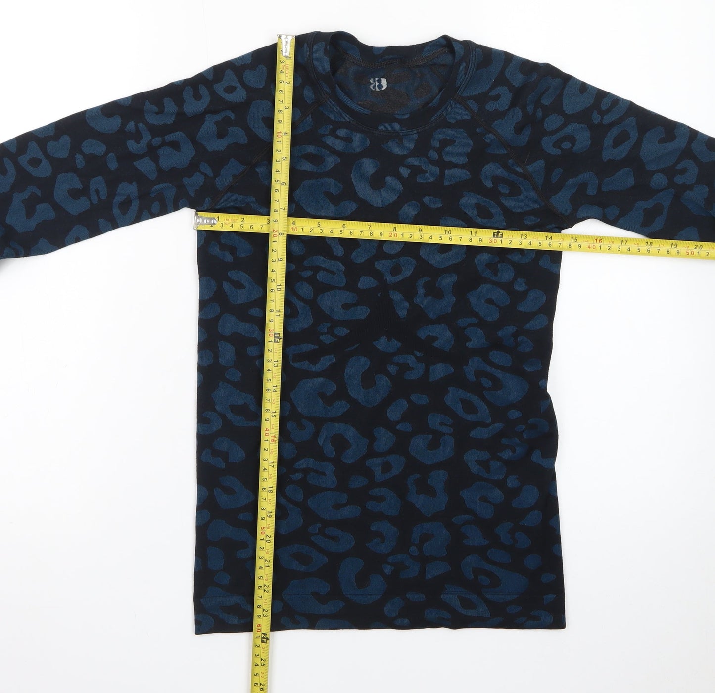 Sweaty Betty Womens Blue Animal Print Long Sleeve Top Size S