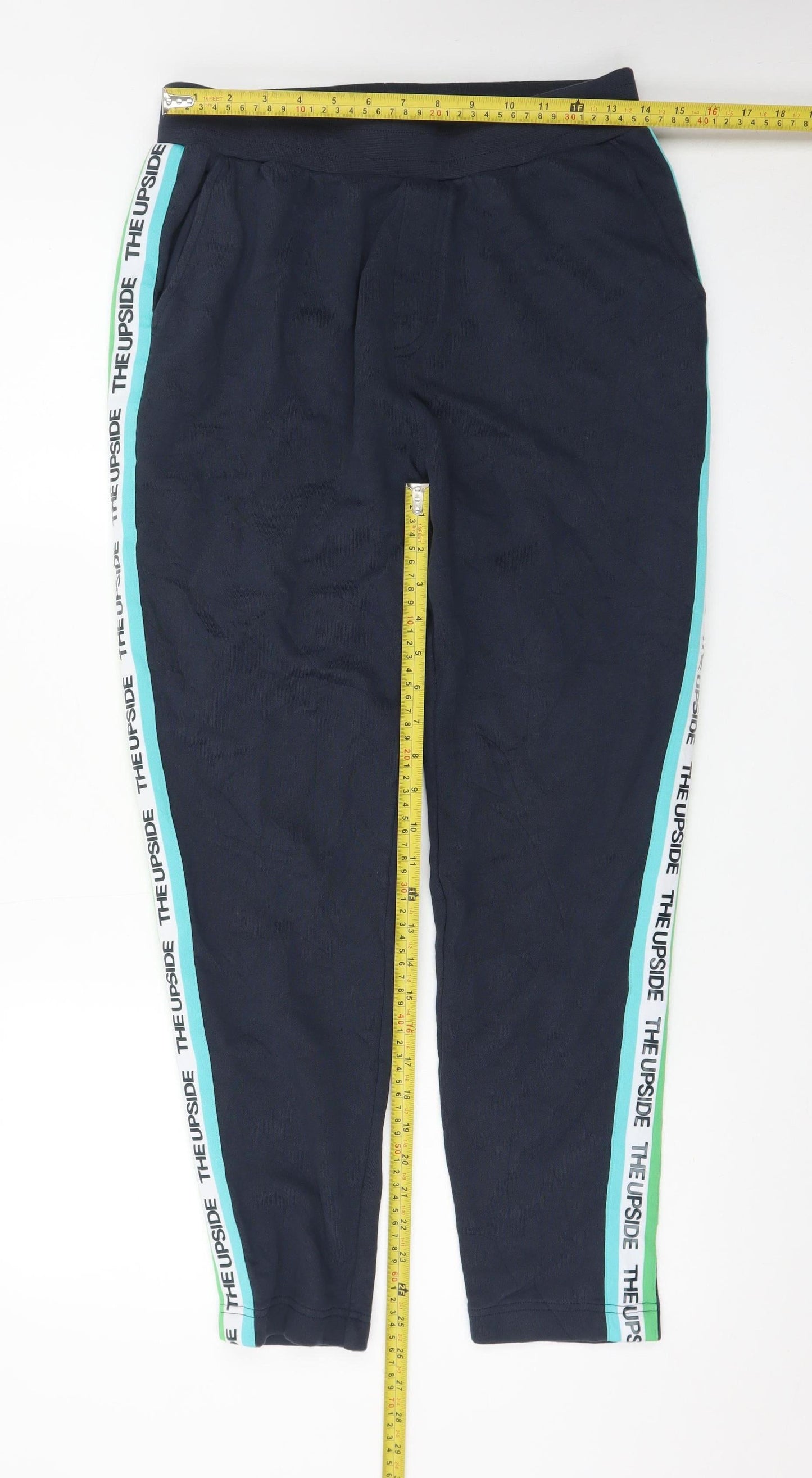 The Upside Men's Blue Jogger Trousers S Regular Fit Elastic Waist