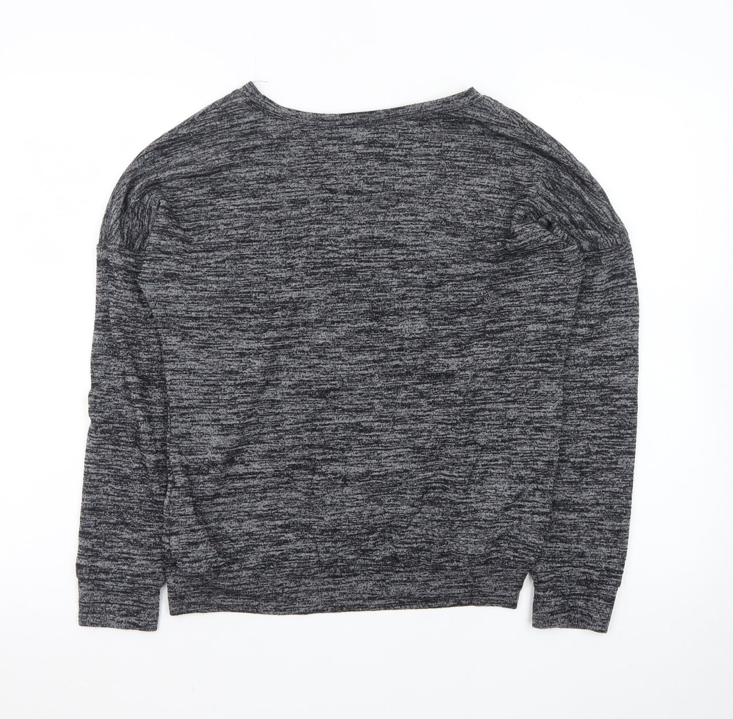 Miss Suki Women's Grey Rhinestone Jersey Long Sleeve Top Size M