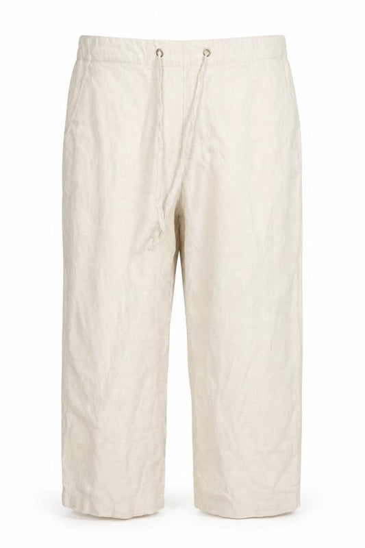 Charter Club Women’s Beige Linen Cropped Trousers L Relaxed Fit
