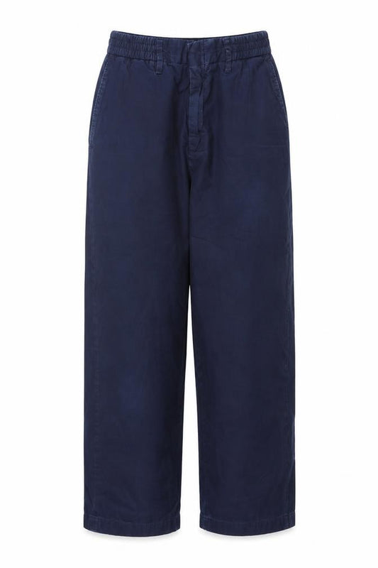 Zara Women Navy Blue Wide-Leg Elastic Waist Trousers Size S
