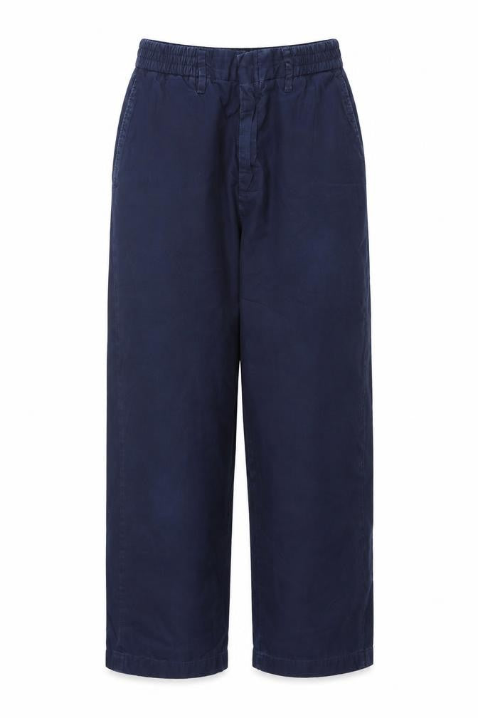 Zara Women Navy Blue Wide-Leg Elastic Waist Trousers Size S