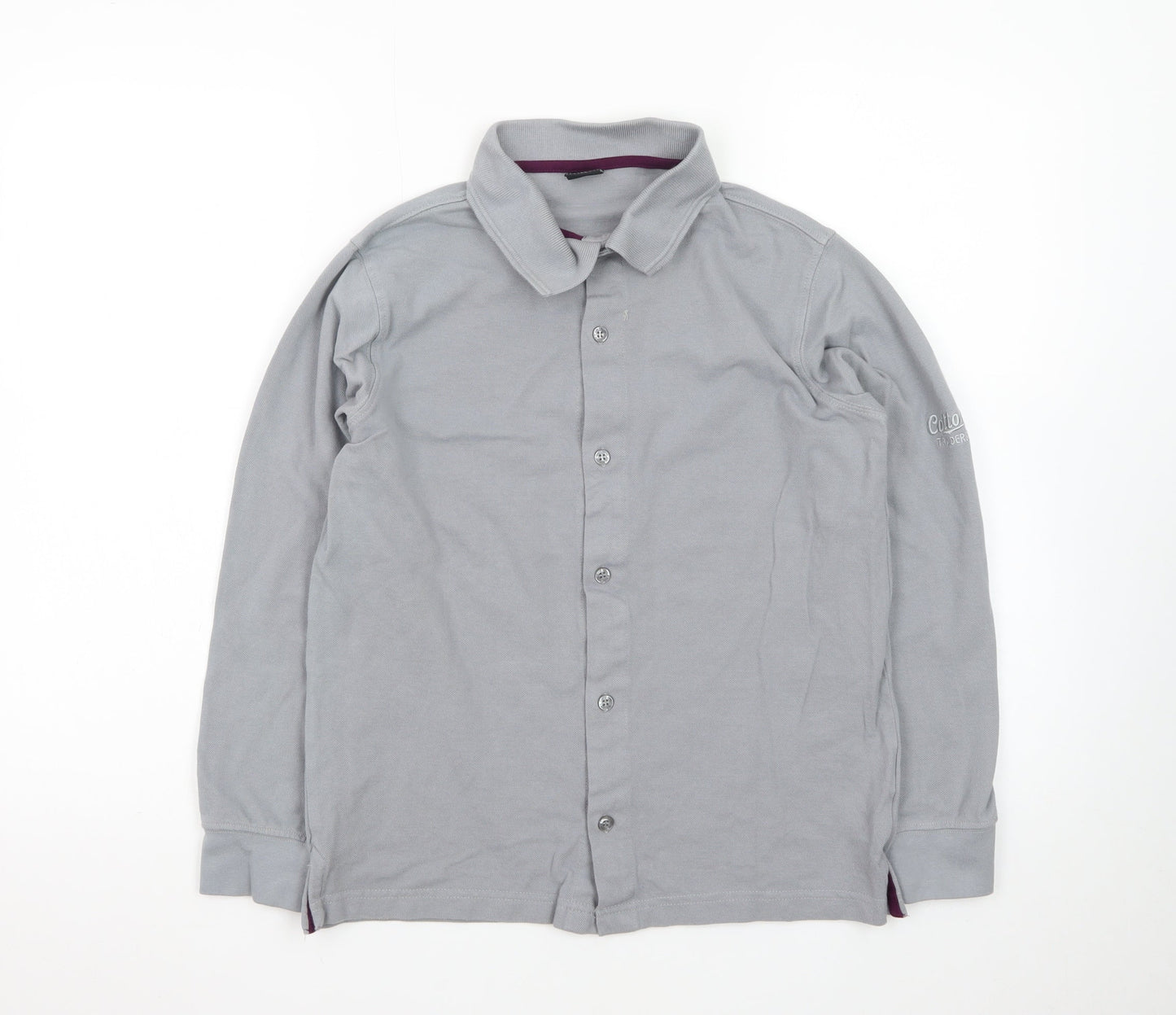 Cotton Traders Men's Grey Long Sleeve Polo Shirt XS Classic Fit