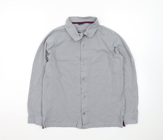 Cotton Traders Men's Grey Long Sleeve Polo Shirt XS Classic Fit