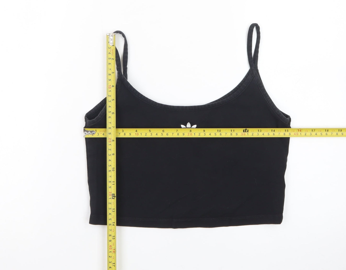 Adidas Womens Black Cropped Camisole Tank Top UK 8