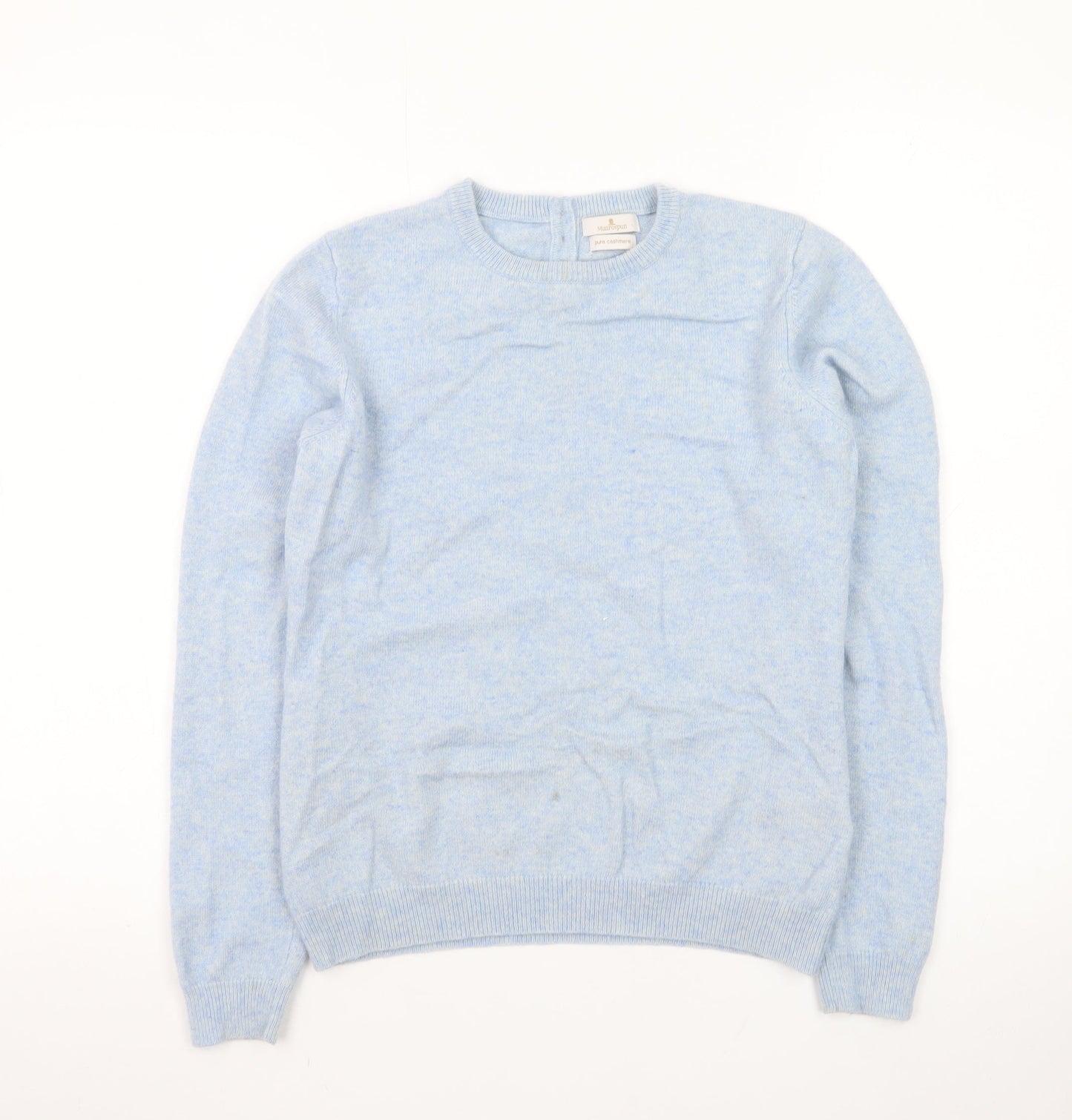 Munrospun Women's Blue Pure Cashmere Crew Neck Jumper Size M
