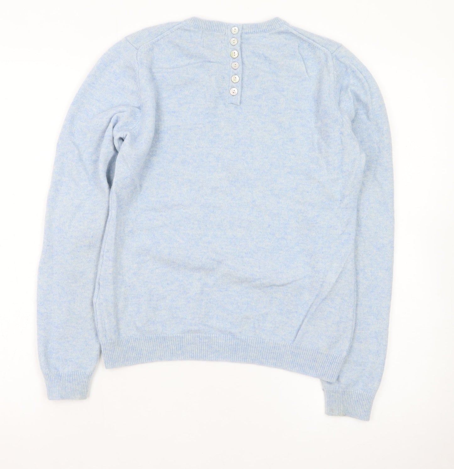 Munrospun Women's Blue Pure Cashmere Crew Neck Jumper Size M