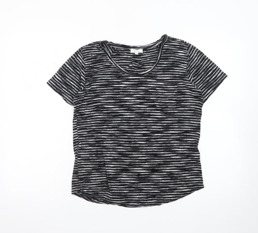 Reiss Women's Black Striped Jersey T-Shirt Size S