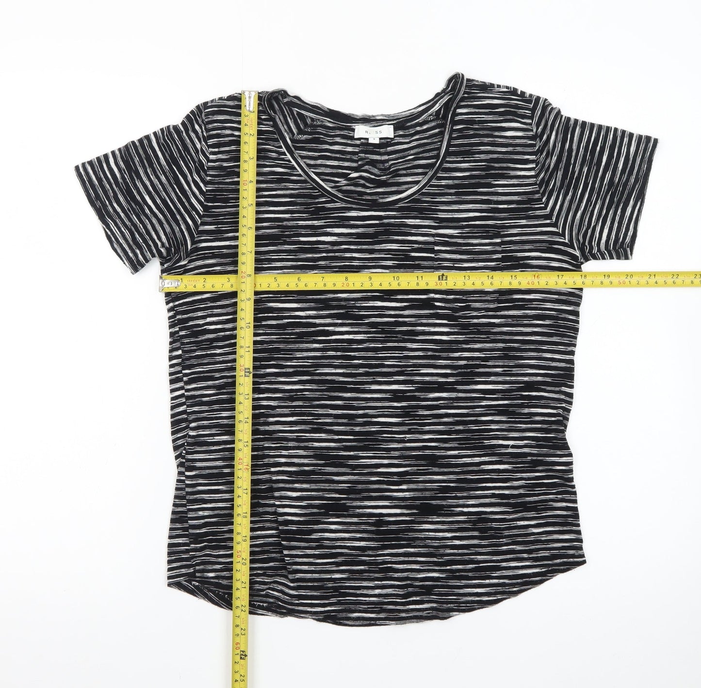 Reiss Women's Black Striped Jersey T-Shirt Size S