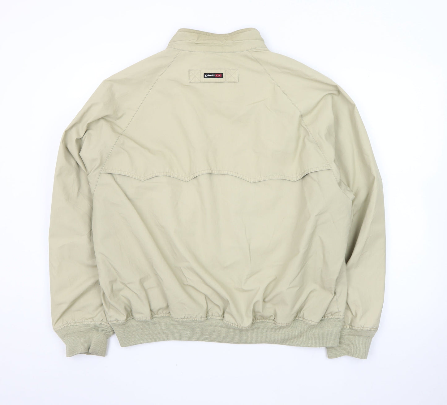 Schott NYC Men's Beige Bomber Jacket L Lightweight Cotton Blend