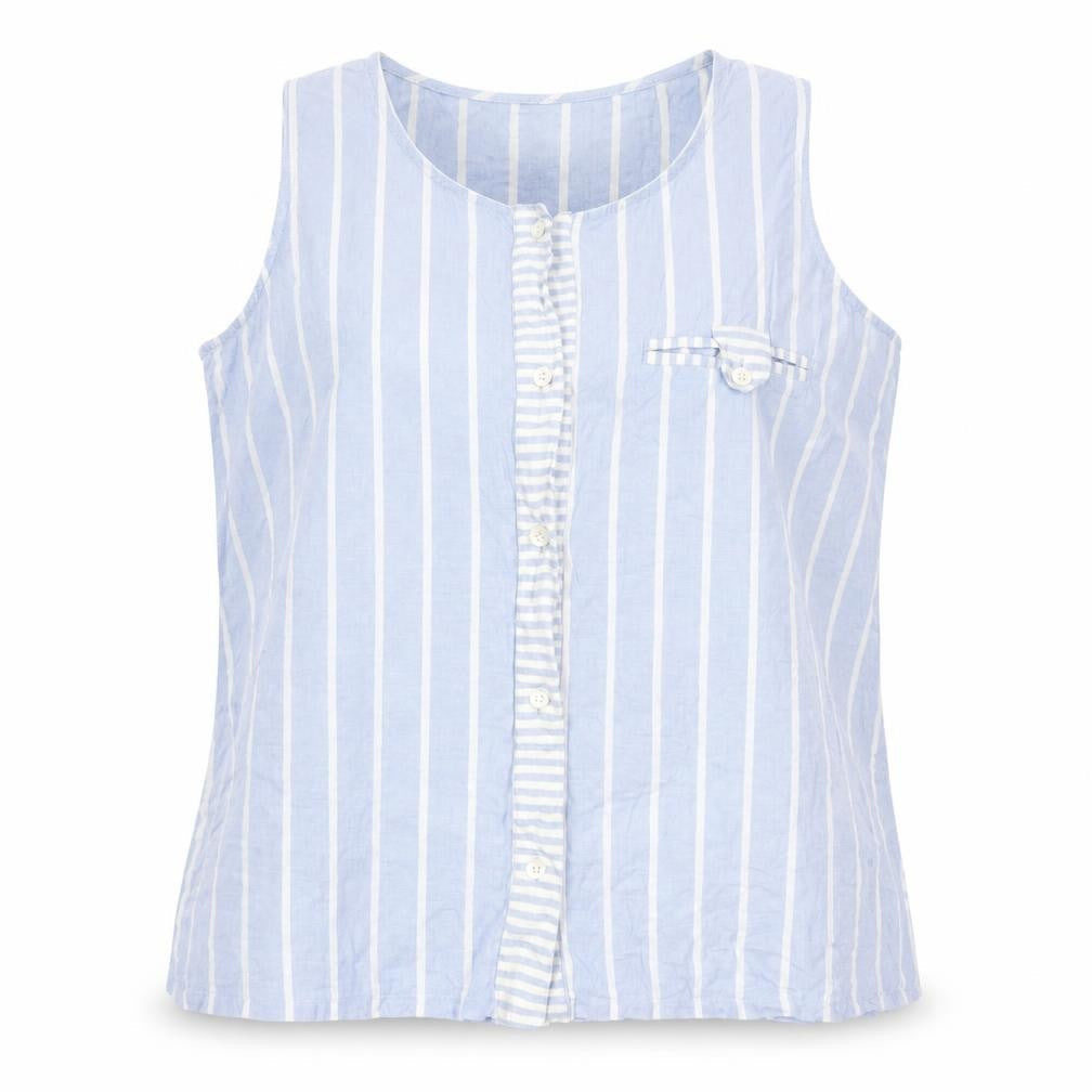 Principles Women Blue Striped Sleeveless Cotton Blouse Size 14