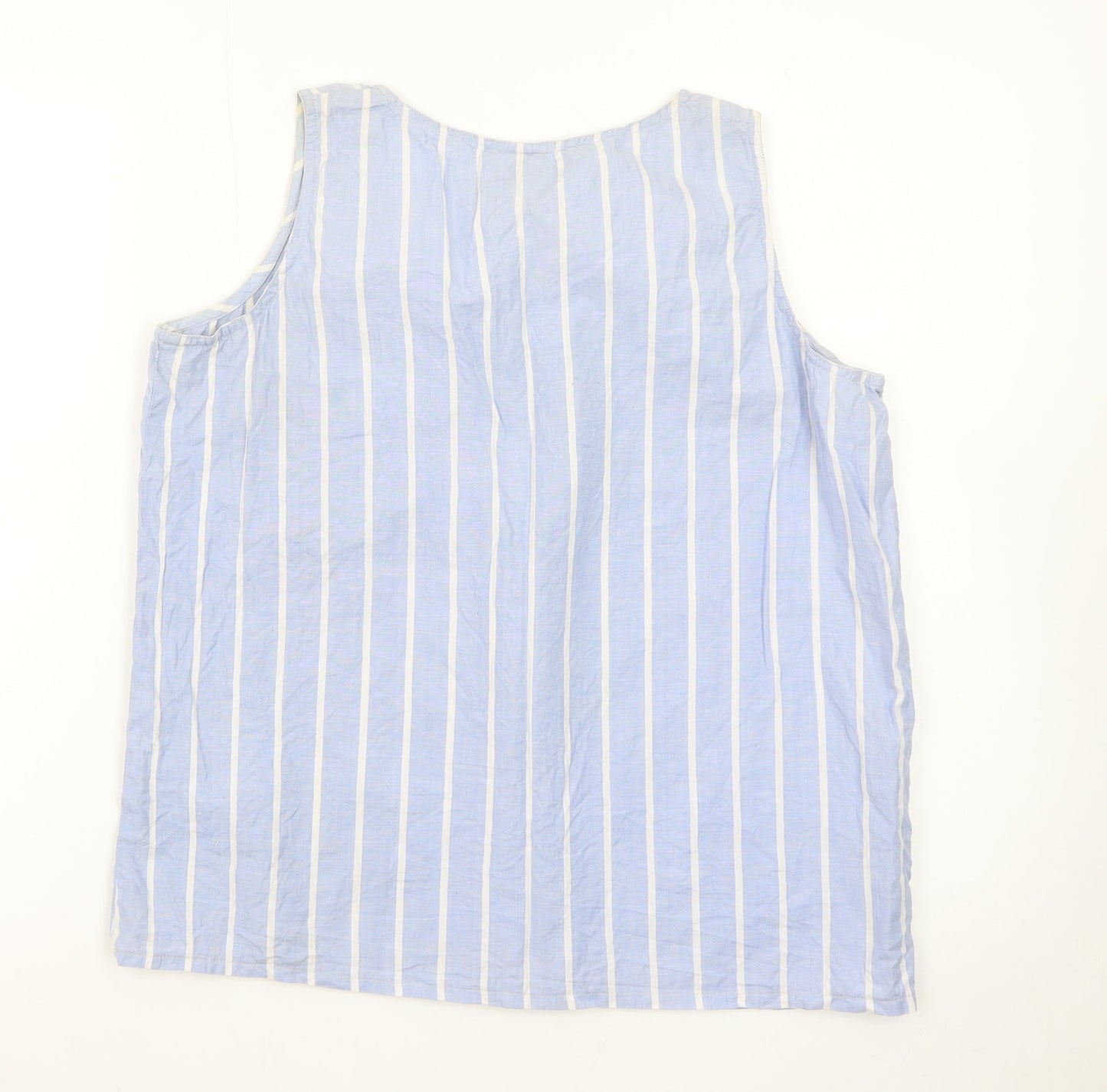 Principles Women Blue Striped Sleeveless Cotton Blouse Size 14