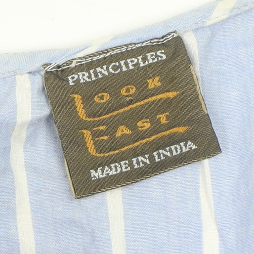 Principles Women Blue Striped Sleeveless Cotton Blouse Size 14