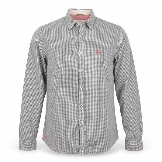 Joules Men's Grey Check Cotton Long Sleeve Button-Up Shirt XS