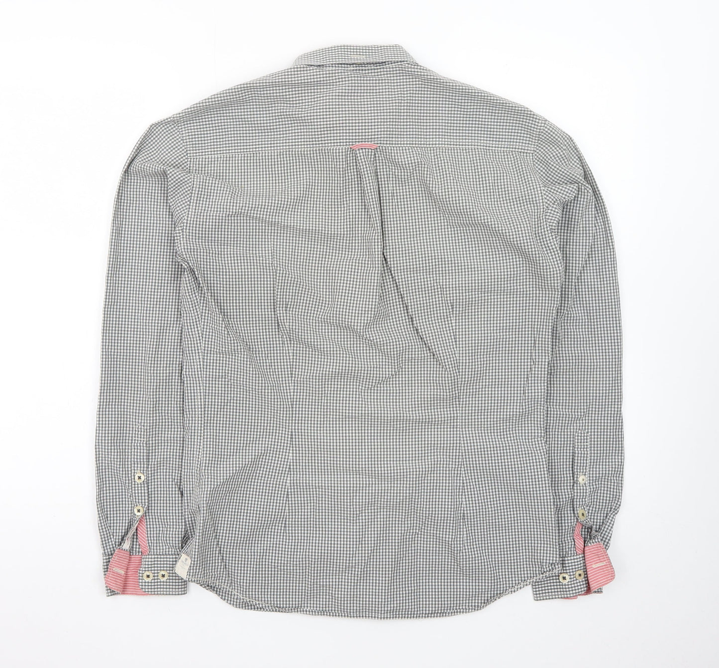 Joules Men's Grey Check Cotton Long Sleeve Button-Up Shirt XS