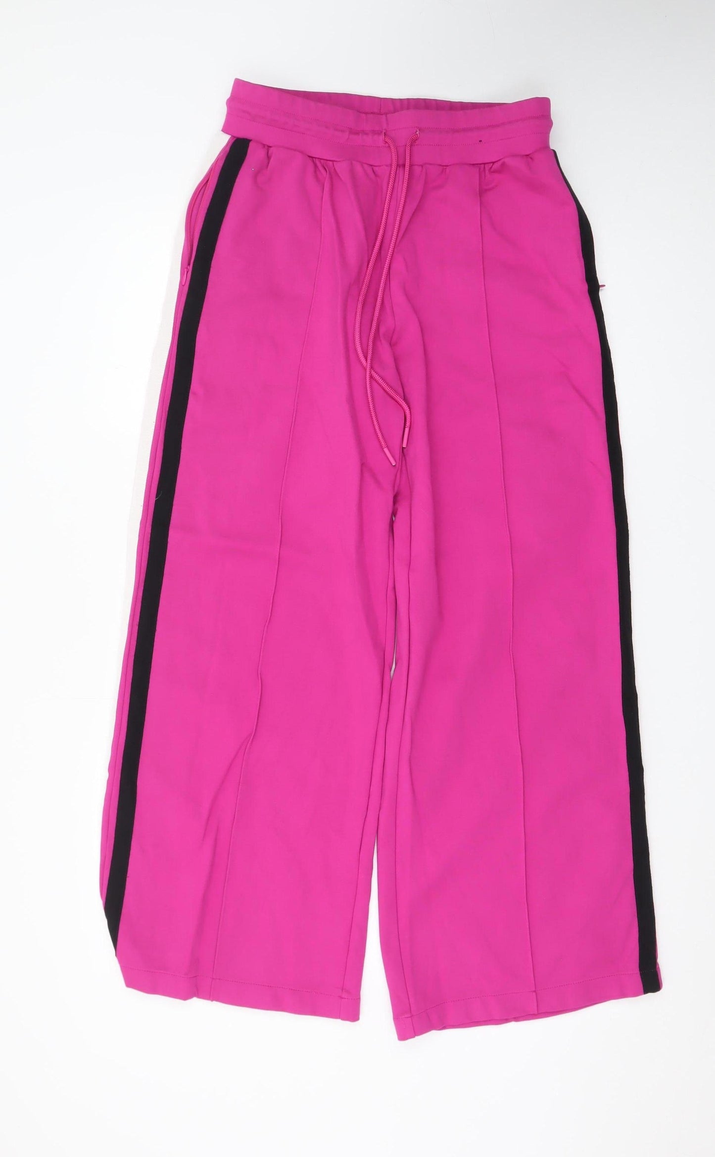 Marks and Spencer Womens Pink Wide-Leg Trousers Size 12 Regular