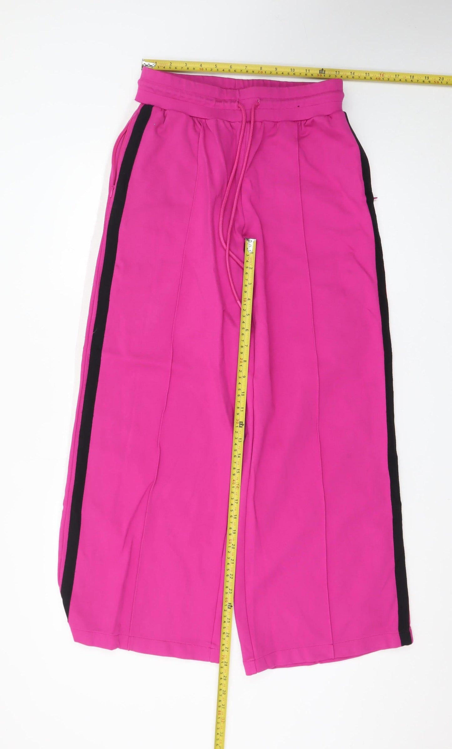 Marks and Spencer Womens Pink Wide-Leg Trousers Size 12 Regular