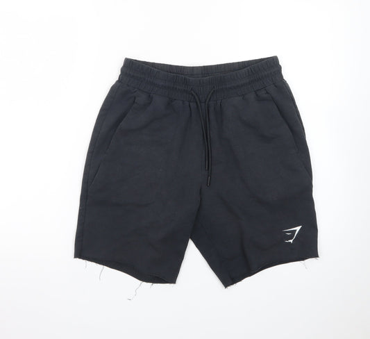 Gymshark Mens Black S Sweat Shorts Elastic Waist Drawstring Casual