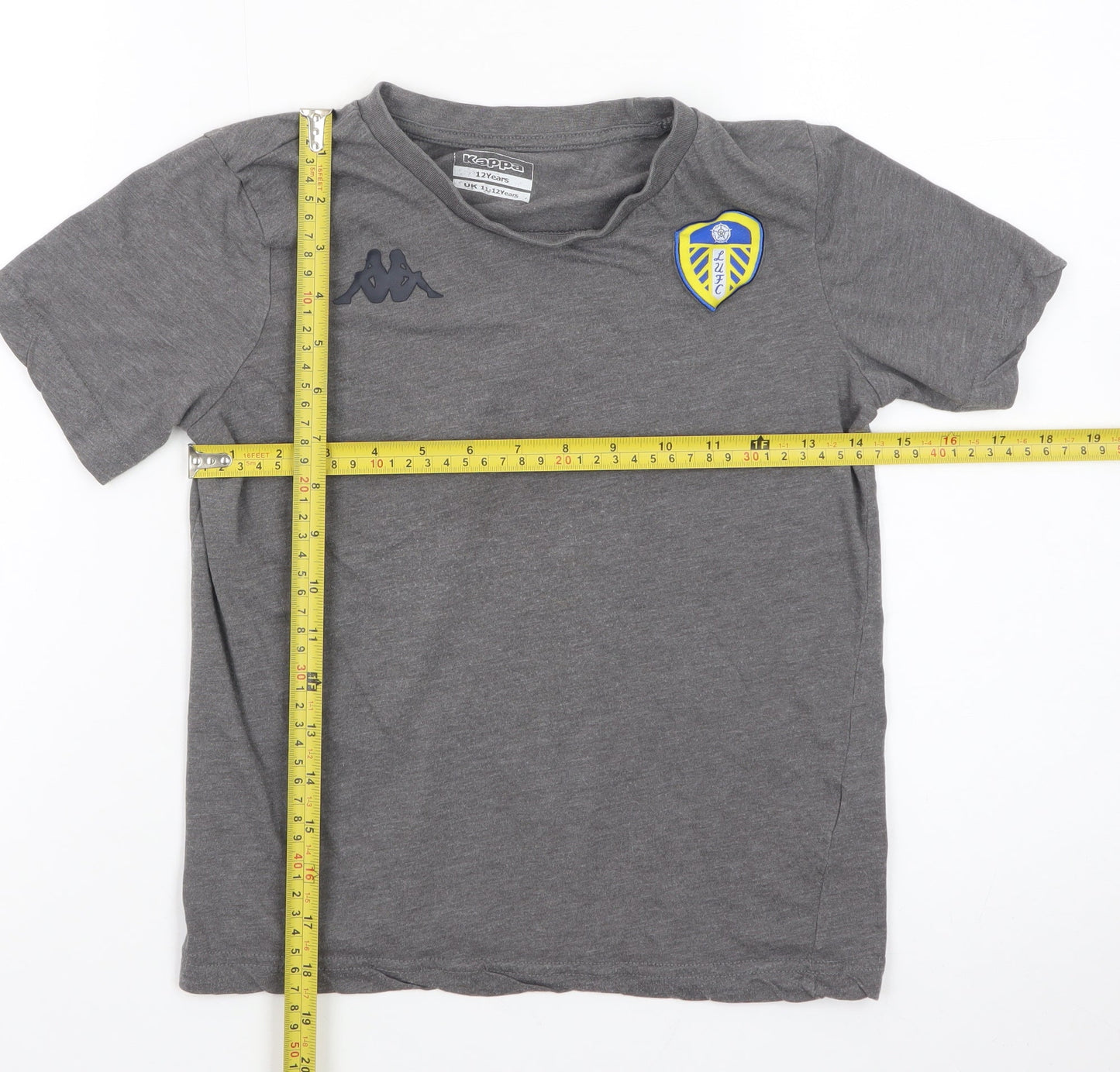 Kappa Boys Grey Leeds United Short Sleeve T-Shirt 11-12 Years