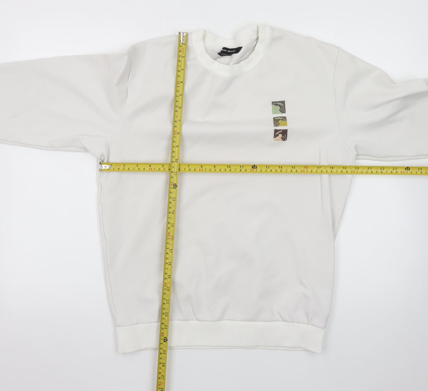 Urban Revivo Men's White XS Pullover Sweatshirt Logo Print
