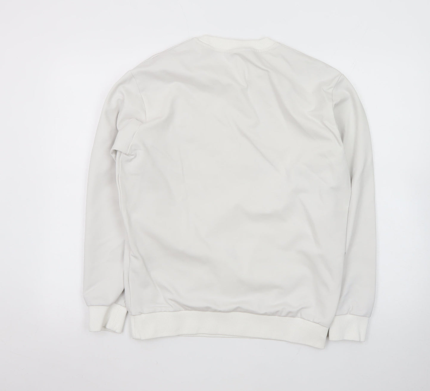 Urban Revivo Men's White XS Pullover Sweatshirt Logo Print