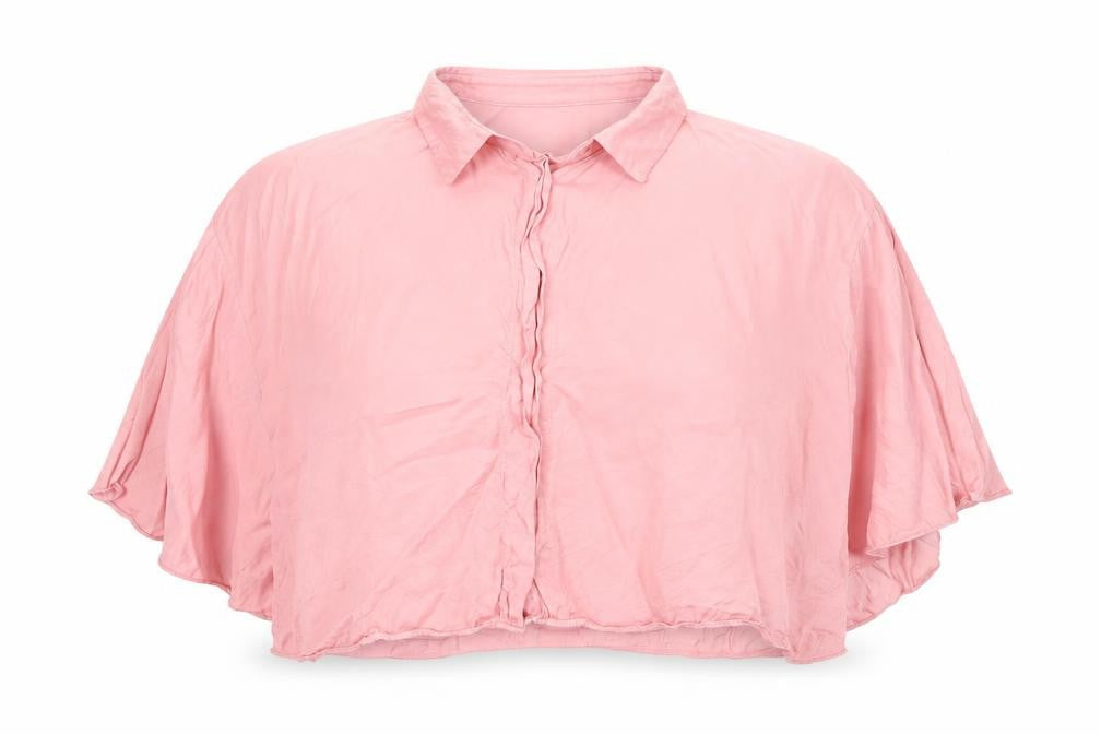 Zara Womens Pink Collared Cropped Blouse Size 18 Relaxed Fit