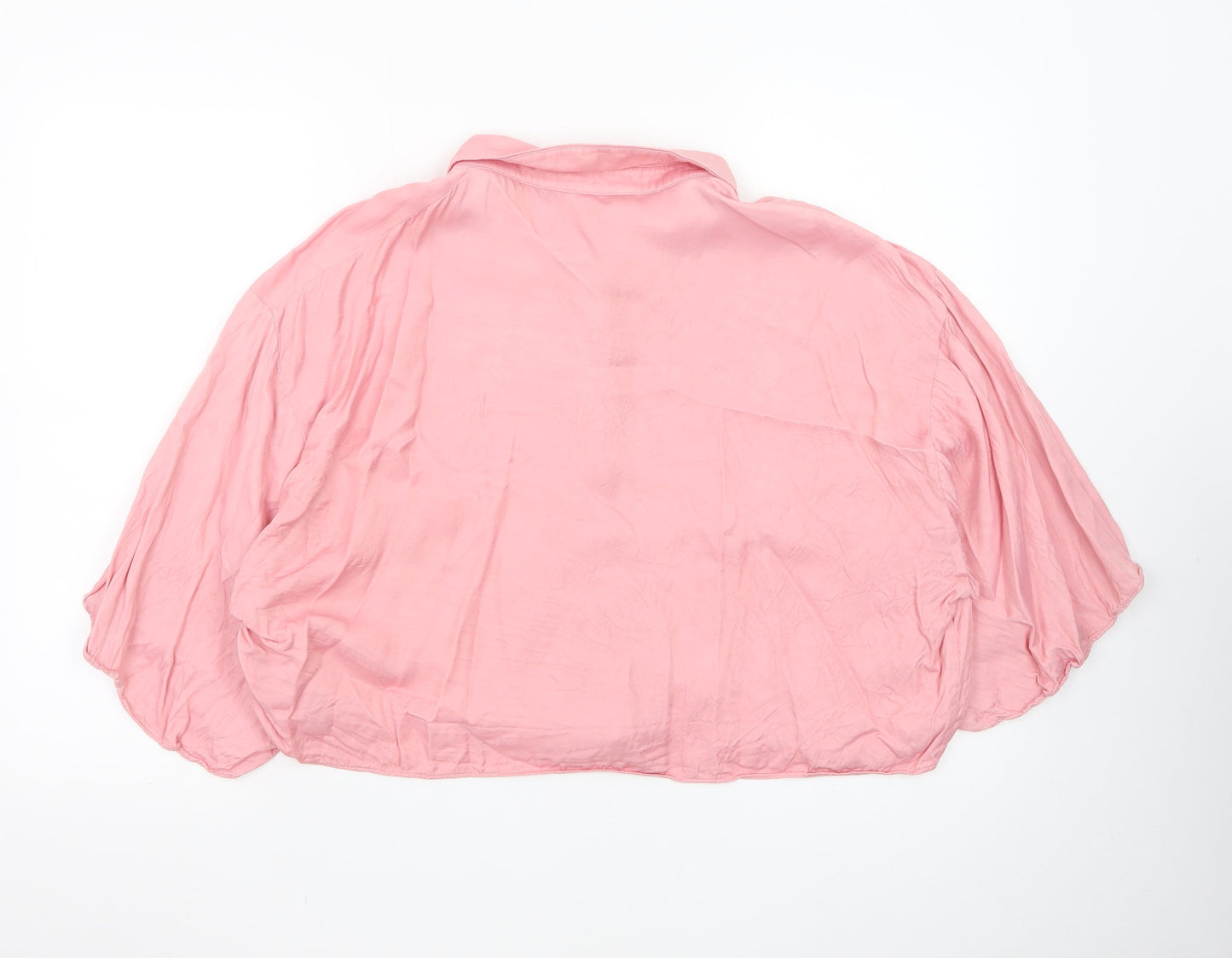 Zara Womens Pink Collared Cropped Blouse Size 18 Relaxed Fit