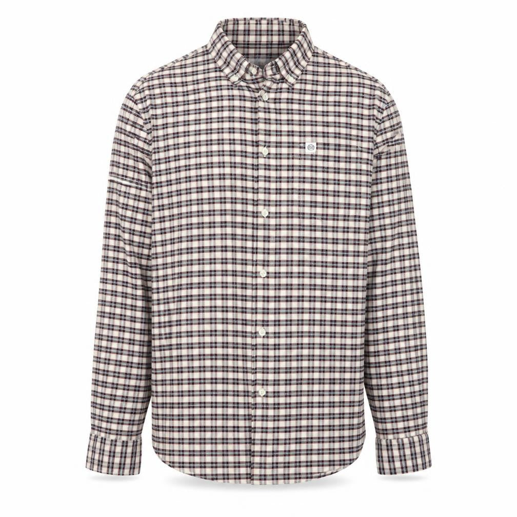 Marks & Spencer Men's Beige Check Long Sleeve Regular Fit Shirt M
