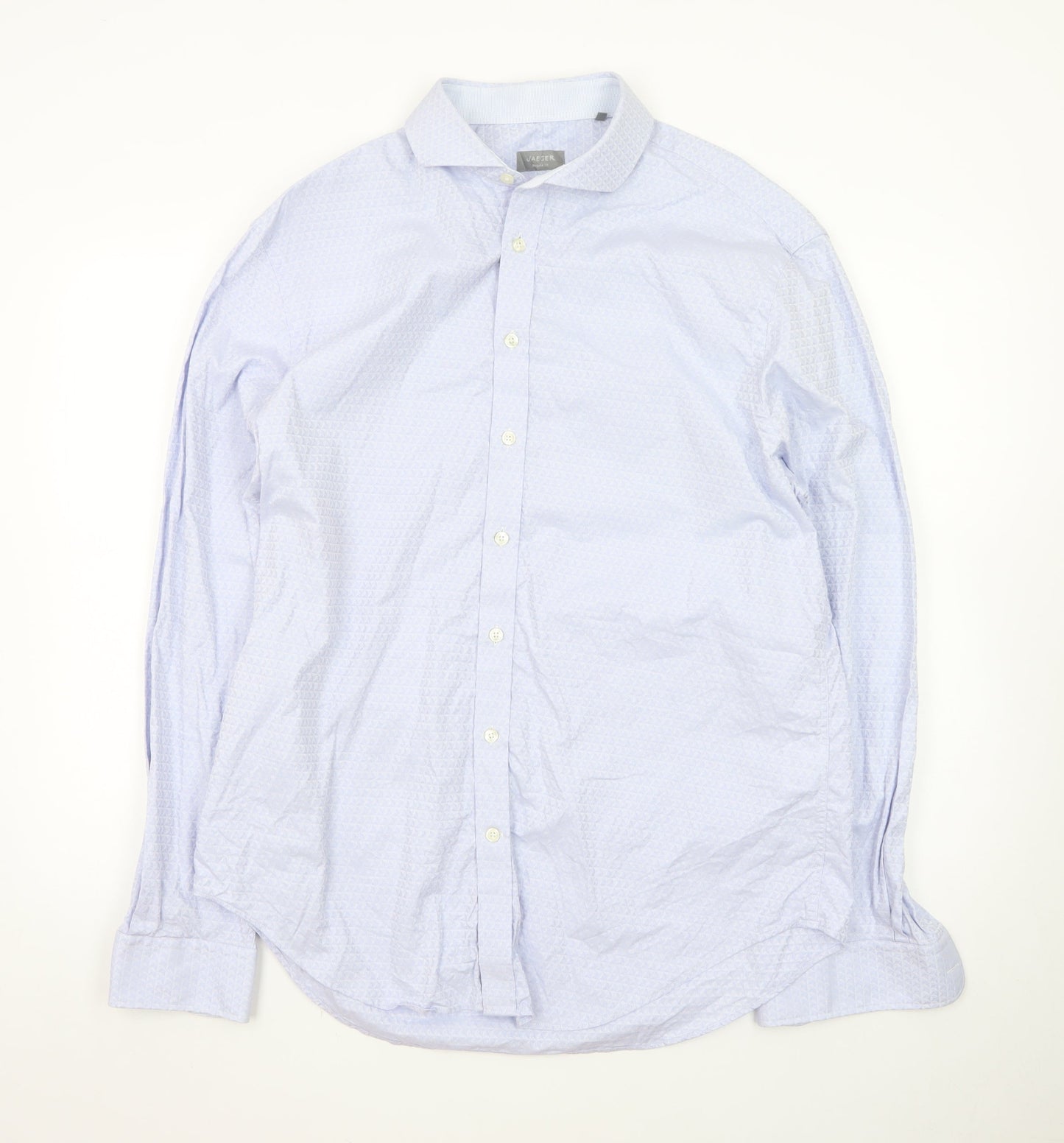 Jaeger Men's Blue Regular Fit Long Sleeve Dress Shirt 16.5in Collar