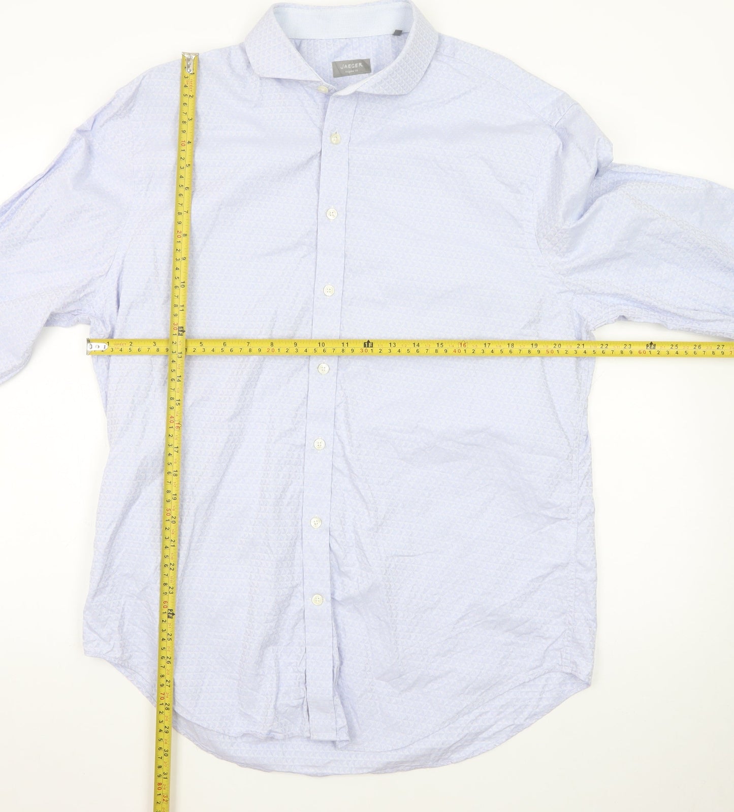 Jaeger Men's Blue Regular Fit Long Sleeve Dress Shirt 16.5in Collar