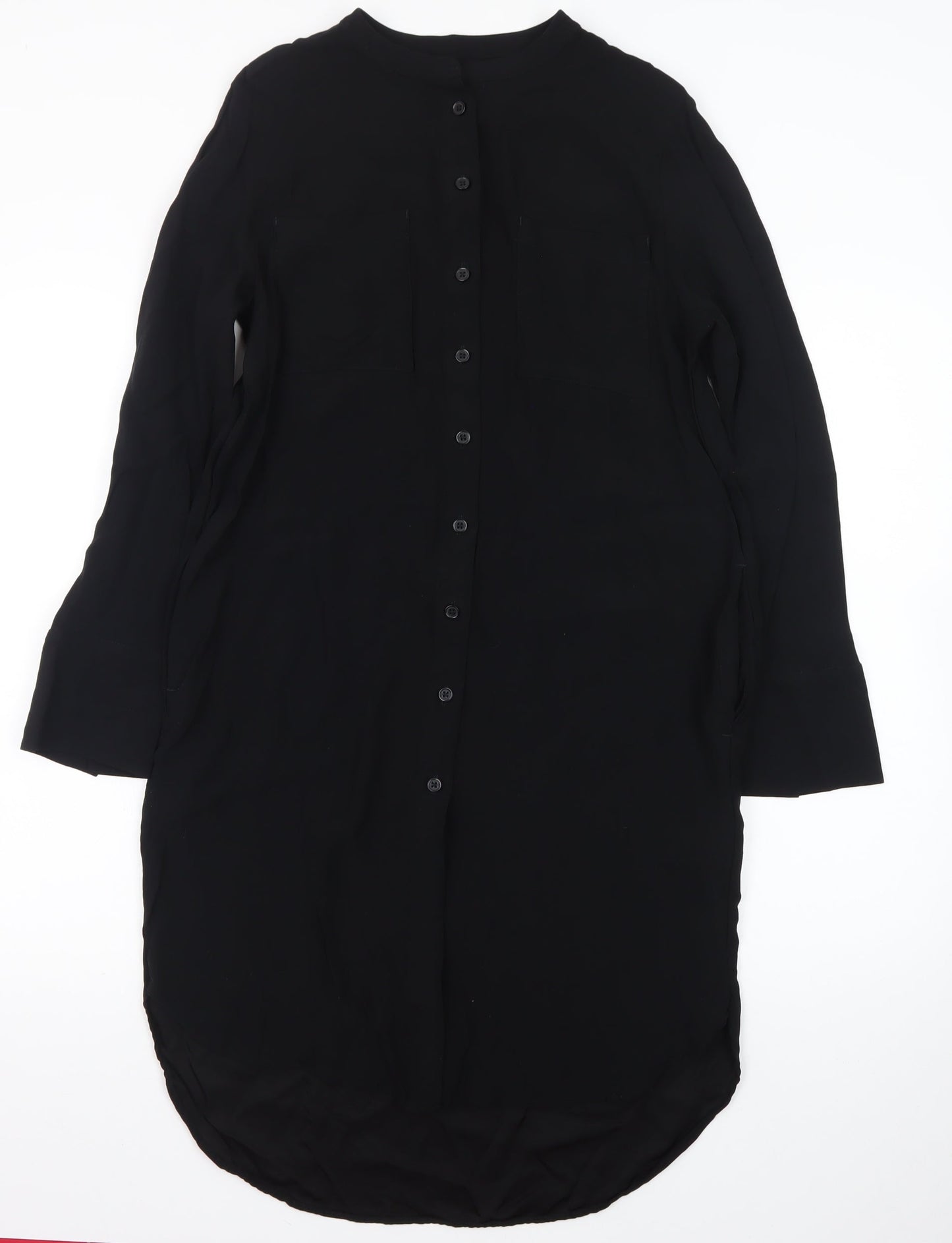Marks and Spencer Women Black Size 10 Shirt Dress Long Sleeve