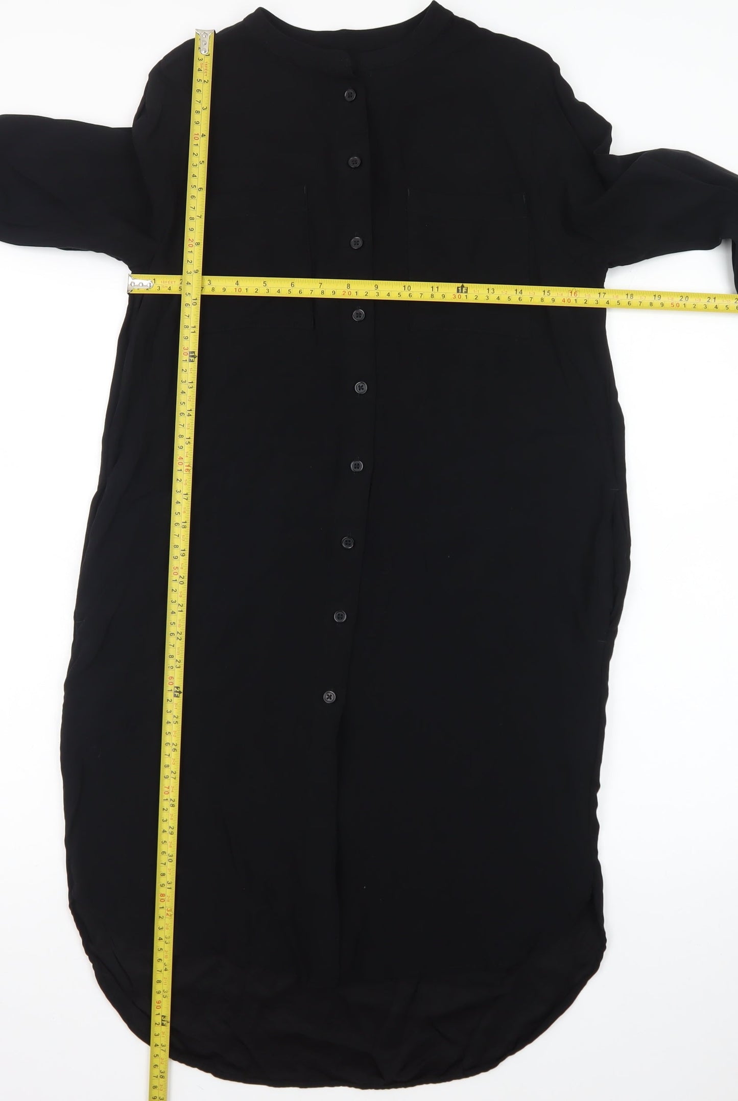 Marks and Spencer Women Black Size 10 Shirt Dress Long Sleeve