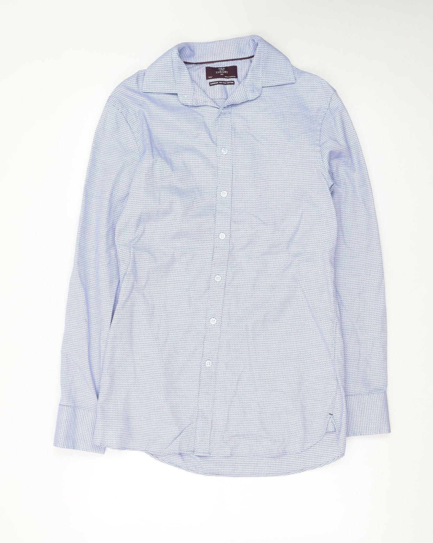 Marks and Spencer Men's Blue Slim Fit Luxury Cotton Formal Shirt 14.5in