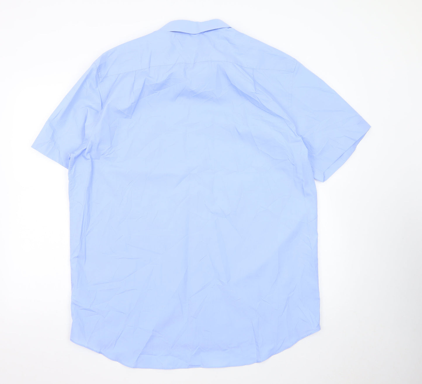 Marks and Spencer Men's Blue 17in Regular Fit Short Sleeve Dress Shirt