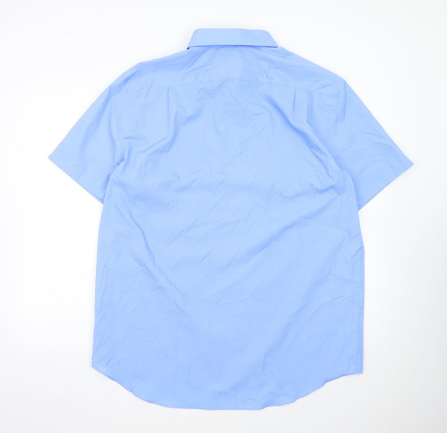 Marks and Spencer Men's Blue 17 Inch Regular Short Sleeve Dress Shirt