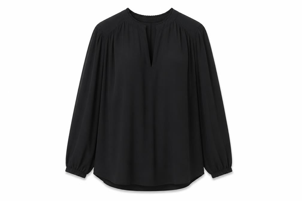 Marks & Spencer Womens Black Chiffon Long Sleeve Tunic Blouse Size 14