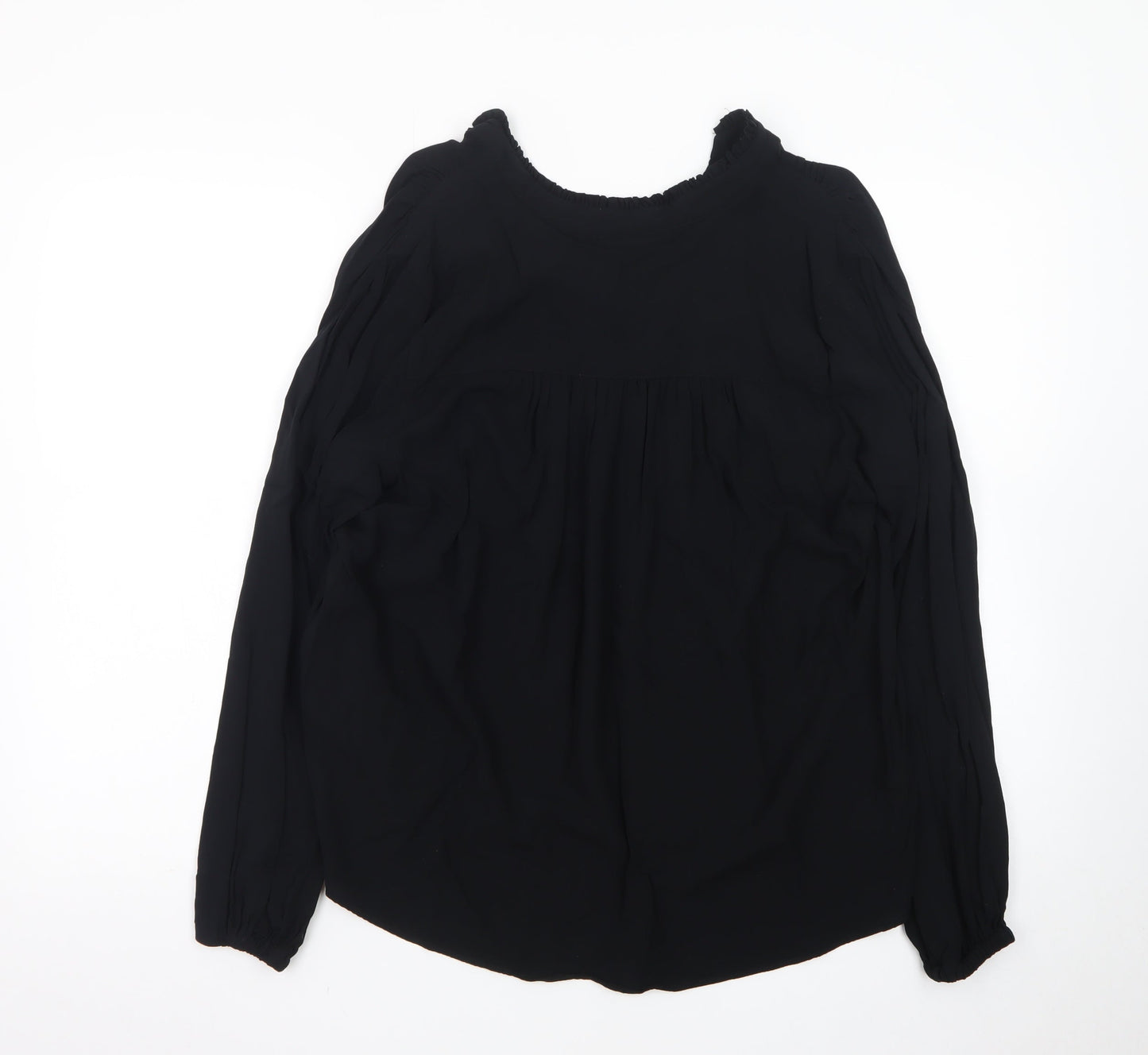 Marks and Spencer Womens Black Chiffon Long Sleeve Tunic Blouse Size 14