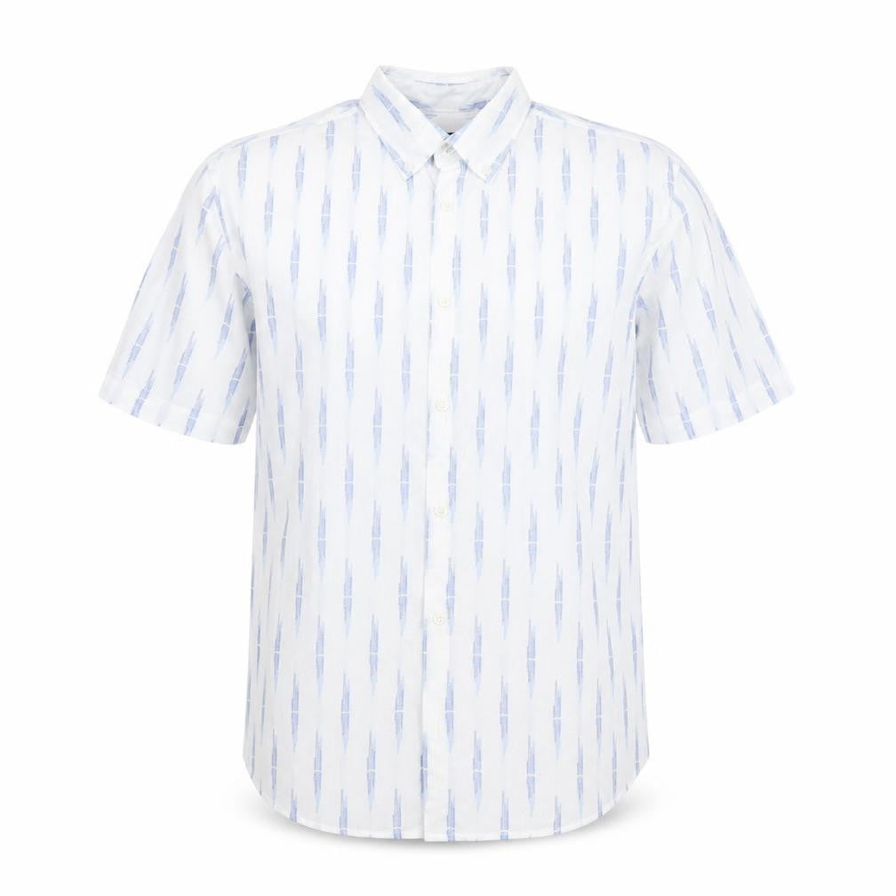 Marks & Spencer Men's White Geometric Short Sleeve Regular Fit Shirt S