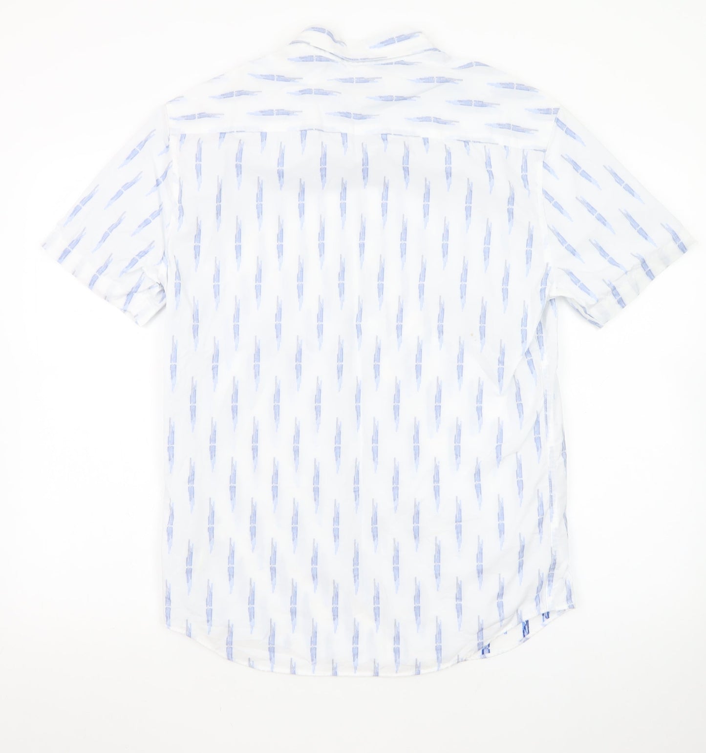 Marks and Spencer Men's White Geometric Short Sleeve Regular Fit Shirt S