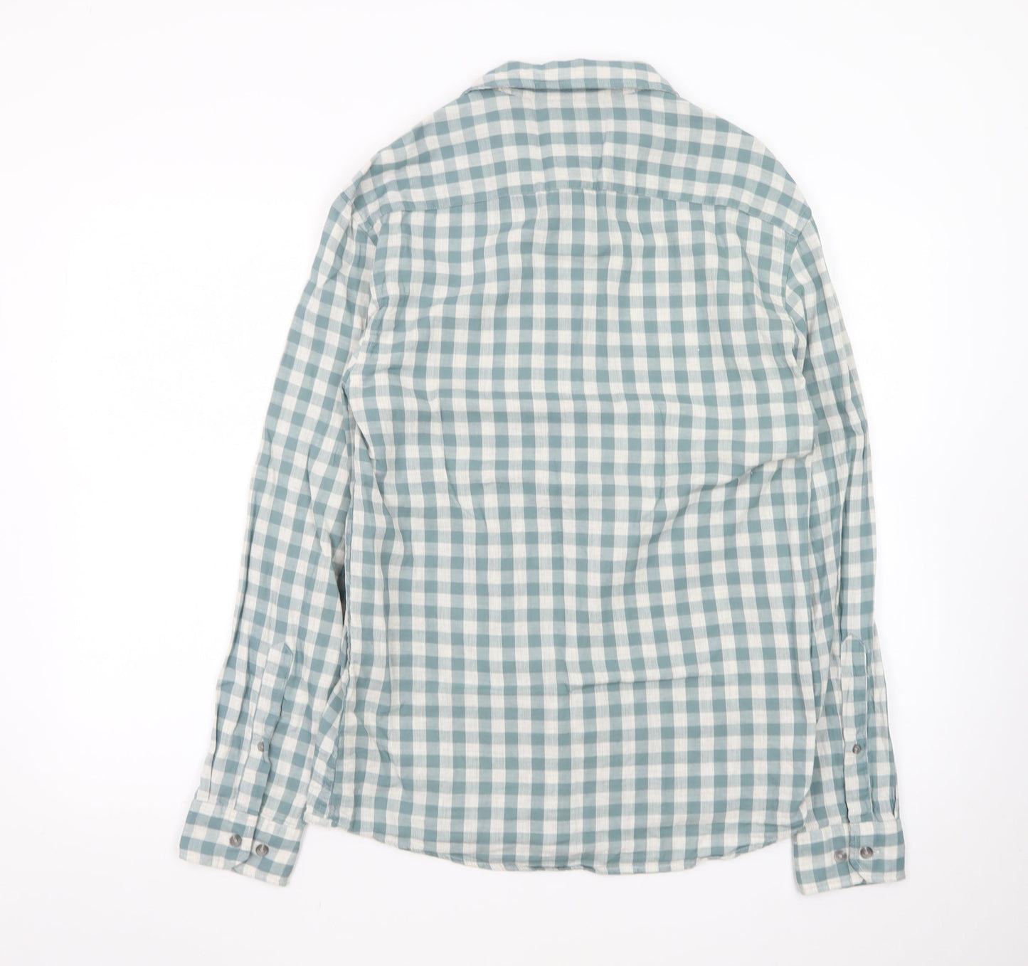 Marks and Spencer Men's Blue Check Regular Fit Cotton Shirt S
